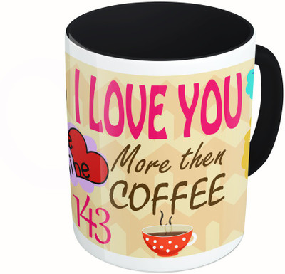 

MiiCreations Printed Two Tone Black And White Valentine Collarge Ceramic Mug(325 ml), Multicolor