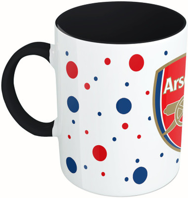 

MiiCreations Printed Two Tone Black And White Football Team Ceramic Mug(325 ml), Multicolor