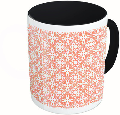 

MiiCreations Printed Two Tone Black And White Red Pattern Ceramic Mug(325 ml), Multicolor
