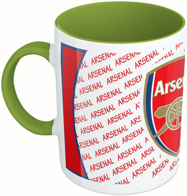 

MiiCreations Printed Two Tone Green And White Arsenal Players Ceramic Mug(325 ml), Multicolor