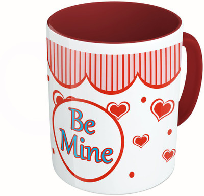 

MiiCreations Printed Two Tone Maroon And White Be Mine Ceramic Mug(325 ml)