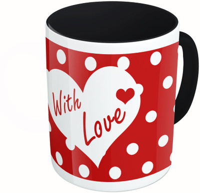

MiiCreations Printed Two Tone Black And White With love Ceramic Mug(325 ml), Multicolor