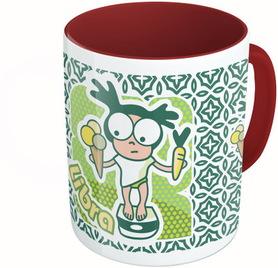 

MiiCreations Printed Two Tone Maroon And White Zodiac Sign Libra Ceramic Mug(325 ml)