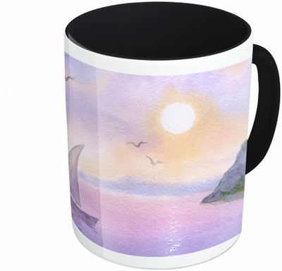 

MiiCreations Printed Two Tone Black And White Water Colour Painting Ceramic Mug(325 ml), Multicolor