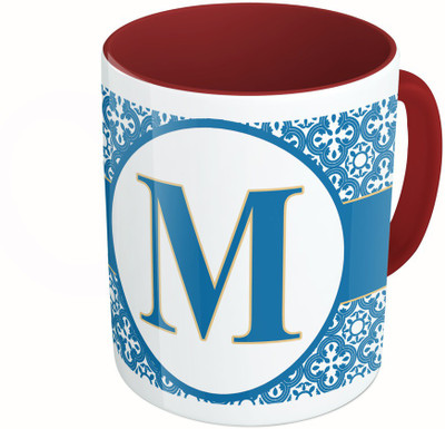 

MiiCreations Printed Two Tone Maroon And White Alphabet Letter "M" Ceramic Mug(325 ml)