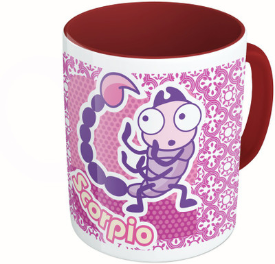 

MiiCreations Printed Two Tone Maroon And White Zodiac Sign Scorpio Ceramic Mug(325 ml)