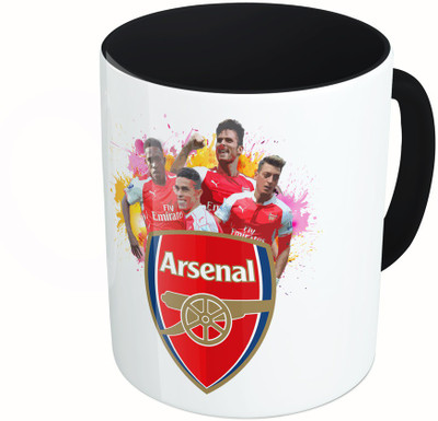 

MiiCreations Printed Two Tone Black And White Arsenal Team Ceramic Mug(325 ml), Multicolor