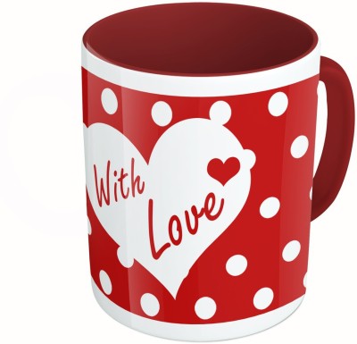 

MiiCreations Printed Two Tone Maroon And White With love Ceramic Mug(325 ml)