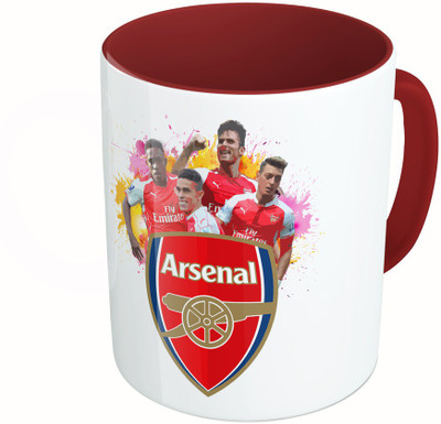 

MiiCreations Printed Two Tone Maroon And White Arsenal Team Ceramic Mug(325 ml)