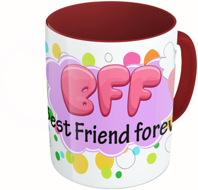 

MiiCreations Printed Two Tone Maroon And White Best Friends Forever Ceramic Mug(325 ml)