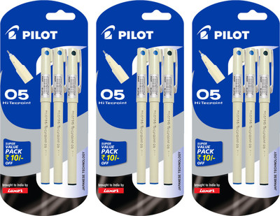 

Pilot Hi-Techpoint 05 2Blue + 1Black Roller Ball Pen(Pack of 3)