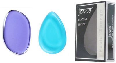 

Jenna Silicone Makeup Sponge - Beauty Sponge for Makeup, Concealer and Foundation – Make Up Applicator for Cosmetic Blending (BlueDrop PurpleLeaf)