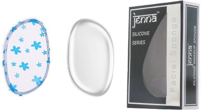 

Jenna Silicone Makeup Sponge - Beauty Sponge for Makeup, Concealer and Foundation – Make Up Applicator for Cosmetic Blending (TransparentLeaf BlueFlower)