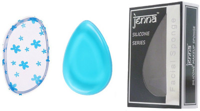 

Jenna Silicone Makeup Sponge - Beauty Sponge for Makeup, Concealer and Foundation – Make Up Applicator for Cosmetic Blending (BlueDrop BlueFlower)