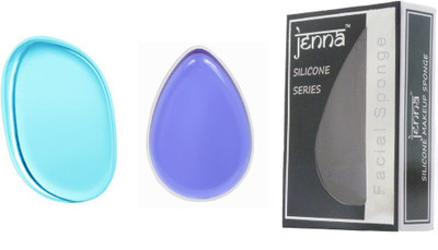 

Jenna Silicone Makeup Sponge - Beauty Sponge for Makeup, Concealer and Foundation – Make Up Applicator for Cosmetic Blending (PurpleDrop BlueLeaf)