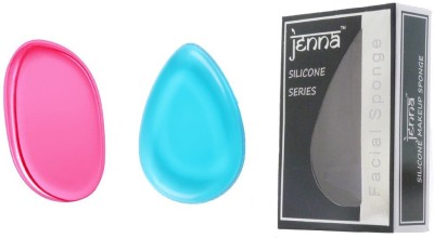 Jenna Silicone Makeup Sponge - Beauty Sponge for Makeup, Concealer and Foundation – Make Up Applicator for Cosmetic Blending (BlueDrop PinkLeaf)