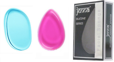 

Jenna Silicone Makeup Sponge - Beauty Sponge for Makeup, Concealer and Foundation – Make Up Applicator for Cosmetic Blending (PinkDrop BlueLeaf)