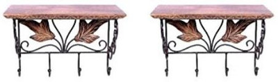 Desi Karigar Wooden, Iron Wall Shelf(Number of Shelves - 2)