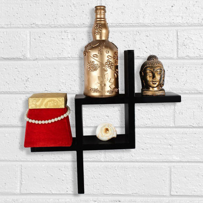 

OSE PUZZLE Wooden Wall Shelf(Number of Shelves - 1, Black)