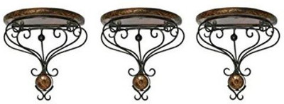 Desi Karigar Wooden, Iron Wall Shelf(Number of Shelves - 3)