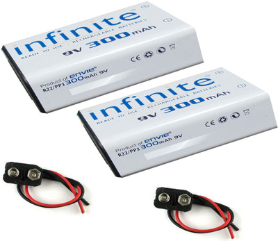 

ENVIE Connector (2 Pcs.) + 9-V Volts PP3 300 mA (2 Pcs.) Rechargeable Ni-MH Battery