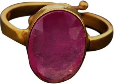 Gruvi 4.25 Ruby Rashi Ratan With Lab Test Stone Ruby Platinum Plated Ring