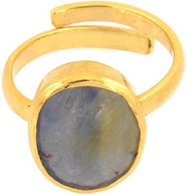 Gruvi 5.25 Nilam Rashi Ratan With Lab Test Stone Sapphire Platinum Plated Ring