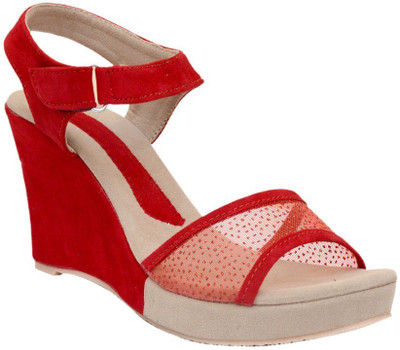 

saffey Women RED Wedges