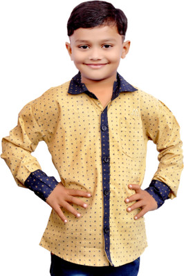 

AD & AV Boys Printed Casual Beige Shirt
