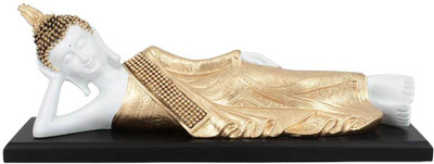 

StatueStudio Polyresin White Sleeping Reclining Buddha Décor Idol For Sale Gift Statue 15" Decorative Showpiece - 13.97 cm(Polyresin, Gold)