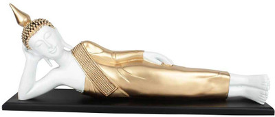 

StatueStudio Indian Reclining Sleeping Buddha Home Décor Corporate Resin Gift 2 Feet Statue Decorative Showpiece - 22.86 cm(Polyresin, Gold)