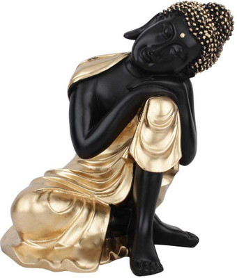 

StatueStudio Polyresin Handmade Black Gold Thinking Buddha For Sale Décor Gift Item Idol 10" Decorative Showpiece - 25.4 cm(Polyresin, Black)
