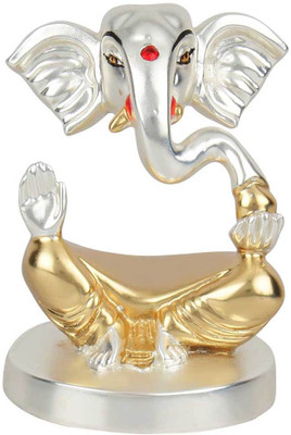 

StatueStudio Pure Gold Silver Plated Ganesha Ganpat Décor Diwali Corporate Wedding Gift Pack Decorative Showpiece - 7.62 cm(Polyresin, Gold)