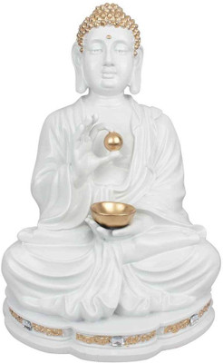 

StatueStudio White Gold Plated Japanese Chinese Buddha With Bowl Décor Gift Showpiece 17" Decorative Showpiece - 43.18 cm(Polyresin, Gold)