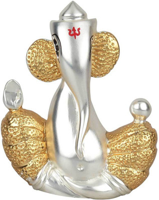 

StatueStudio Pure Gold Silver Plated Ganesh Ganpati Décor Diwali Corporate Wedding Gift Pack Decorative Showpiece - 7.62 cm(Polyresin, Gold)