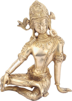 

StatueStudio Indian Brass Hindu Deity Lord Indra Dev Inder Rare Unique Idol For Sale 10" Decorative Showpiece - 25.4 cm(Brass, Gold)