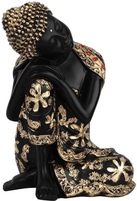 

StatueStudio Resin Craft Black Gold Bodhisatva Thinking Buddha Home Décor Statue For Sale 10" Decorative Showpiece - 25.4 cm(Polyresin, Black)