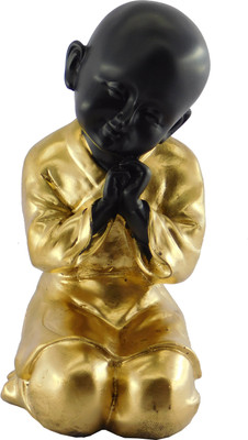 

Chave India Hands Crossed Praying Baby Lord Gautam Buddha Statue Decorative Showpiece - 18 cm(Polypropylene, Black, Gold)