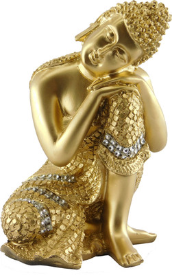 

Chave India Lord Gautam Buddha Statue in Resting Pose Decorative Showpiece - 18 cm(Polypropylene, Gold)