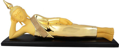

StatueStudio Polystone Resin Reclining Sleeping Yellow Gold Plated Buddha Décor Gift 2 Feet Decorative Showpiece - 22.86 cm(Polyresin, Gold)