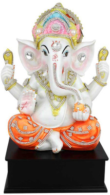 

StatueStudio Polyresin Marble Look Colorful Ganesh Idol Ganpati Temple Home Décor Statue 13" Decorative Showpiece - 33.02 cm(Polyresin, Multicolor)