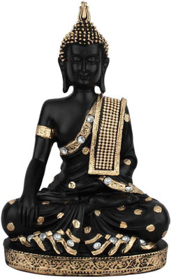 

StatueStudio Polyresin Earth Touching Buddhist Deity Buddha Décor Gift Statue Souvenier 11" Decorative Showpiece - 27.94 cm(Polyresin, Black)