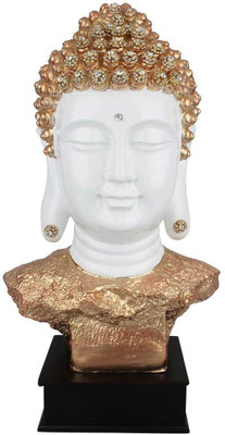 

StatueStudio Polyresin White Big Buddha Bust Home Décor Corporate Gift Idol Statue 1.5 Feet Decorative Showpiece - 48.26 cm(Polyresin, Gold)