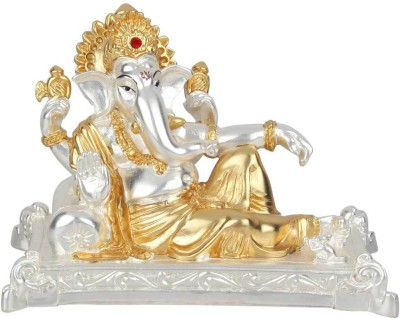 

StatueStudio Pure Gold Silver Plated Ganesh Ganpati Diwali Corporate Wedding Décor Gift Pack Decorative Showpiece - 8.89 cm(Polyresin, Gold)