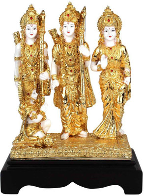 

StatueStudio Polystone Resin Hindu Rama Darbar Décor Gift Pack Gold Plated Idol Statue 11" Decorative Showpiece - 29.21 cm(Polyresin, Gold)