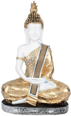 

StatueStudio Polyresin White Gold Sitting Buddha Statue Décor Showpiece Gift Statue 1.5 Feet Decorative Showpiece - 46.99 cm(Polyresin, Gold)