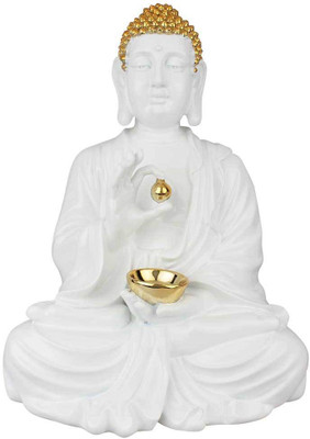 

StatueStudio White Gold Plated Japanese Chinese Buddha With Bowl Décor Gift Statue Idol 17" Decorative Showpiece - 43.18 cm(Polyresin, Gold)