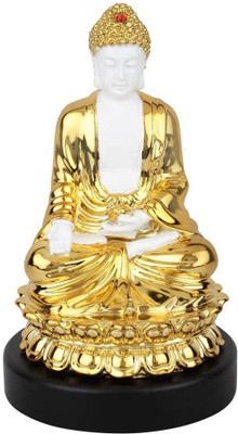

StatueStudio Polystone Resin White Gold Plated Buddha Murti Idol Décor Gift Statue Figurine Decorative Showpiece - 25.4 cm(Polyresin, Gold)