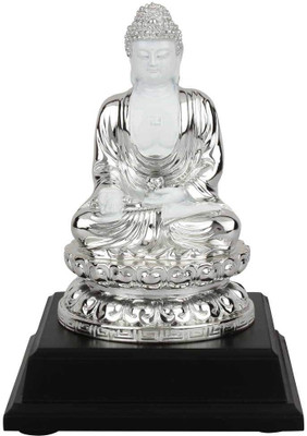 

StatueStudio Polyresin Buddhist Feng Shui Home Decorative Buddha Silver Plated Statue Gift 6" Decorative Showpiece - 16.51 cm(Polyresin, Silver)