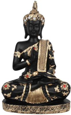 

StatueStudio Indian Polyresin Sitting Buddha Home Office Table Décor Statue Gift Statue 10" Decorative Showpiece - 26.67 cm(Polyresin, Black)